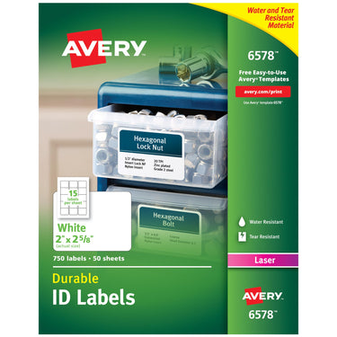 Avery Durable White Cover Up ID Labels for Laser Printers, 2